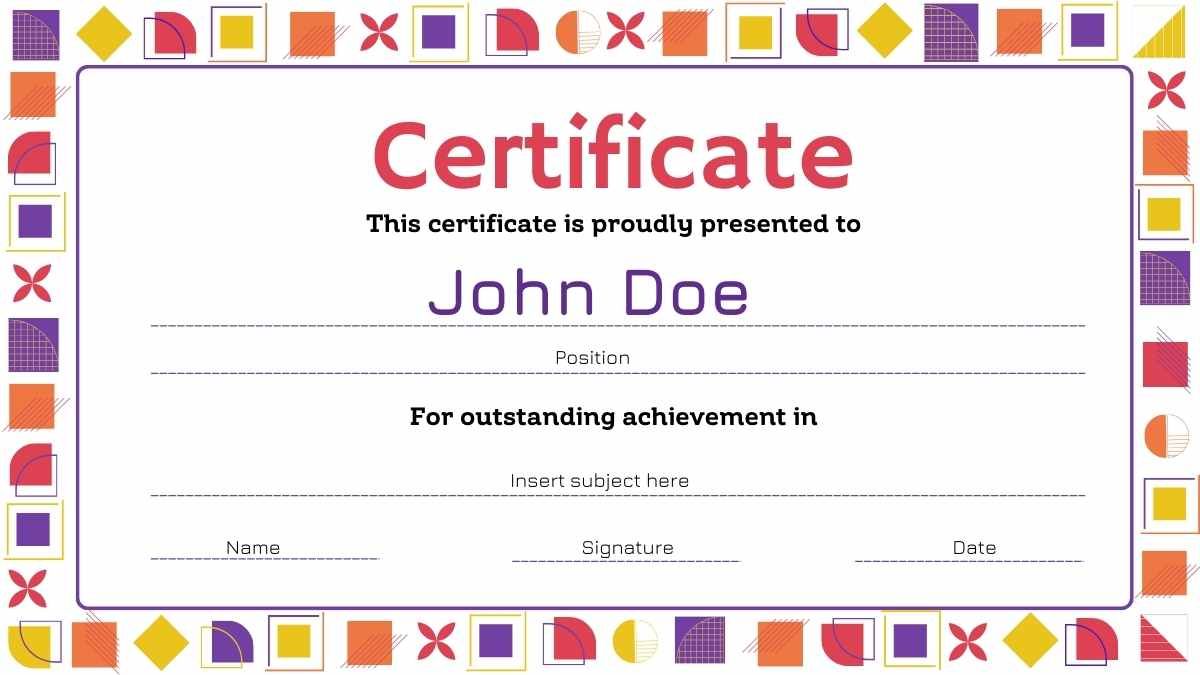 Geometric Certificates for Business Courses - slide 3