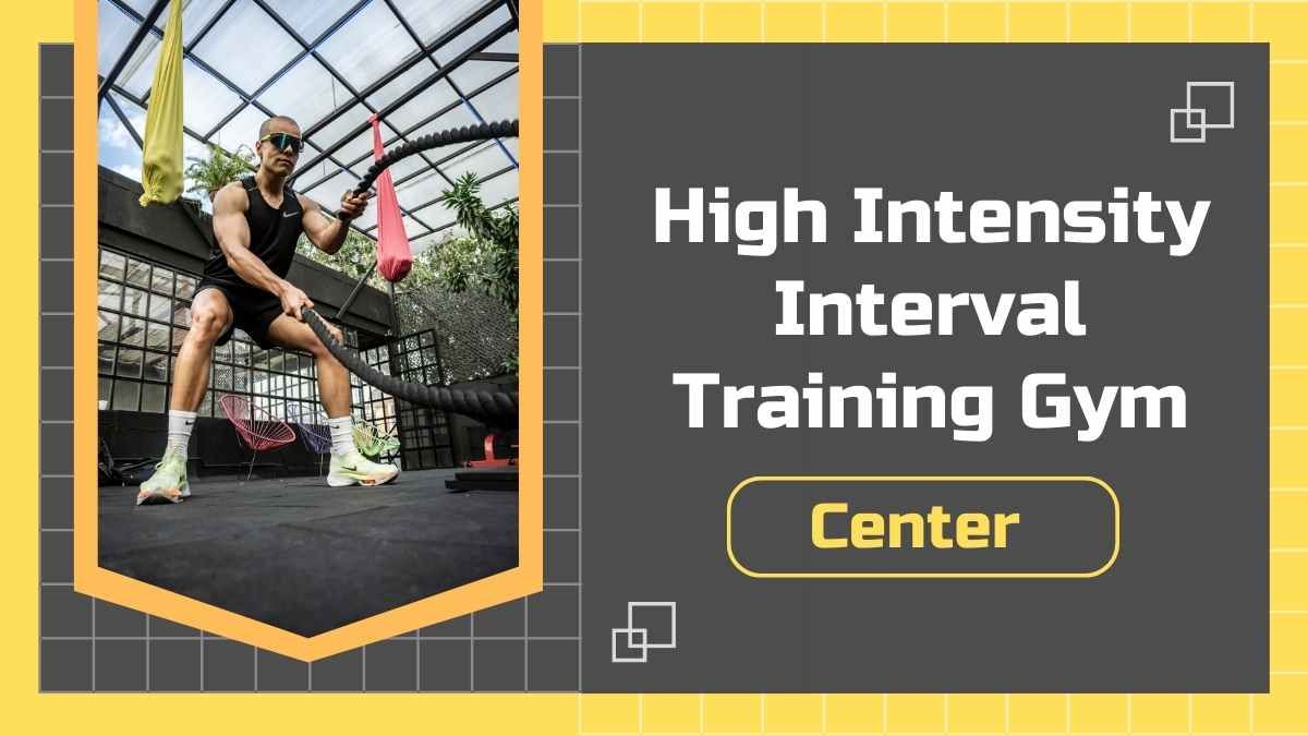 Desata el potencial de tu gimnasio con esta plantilla de PPT y Google Slides de Entrenamiento de Intervalos de Alta Intensidad (HIIT). - diapositiva 0