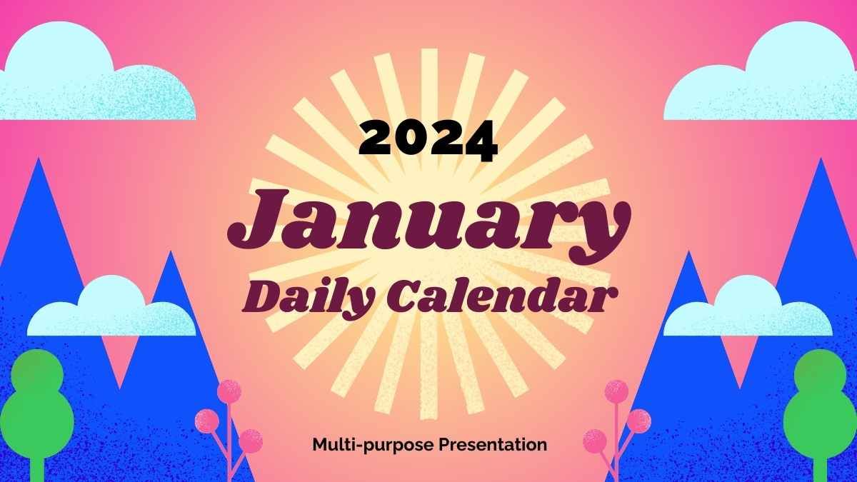 Calendário diário geométrico de janeiro - slide 0