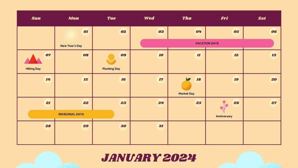 Geometric January Daily Calendar - slide 3