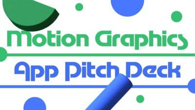 Pitch Deck com elementos gráficos geométricos em movimento 3D