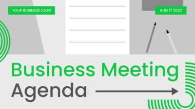 Slides Carnival Google Slides and PowerPoint Template Green and Gray Minimal Geometric Business Meeting Agenda 1