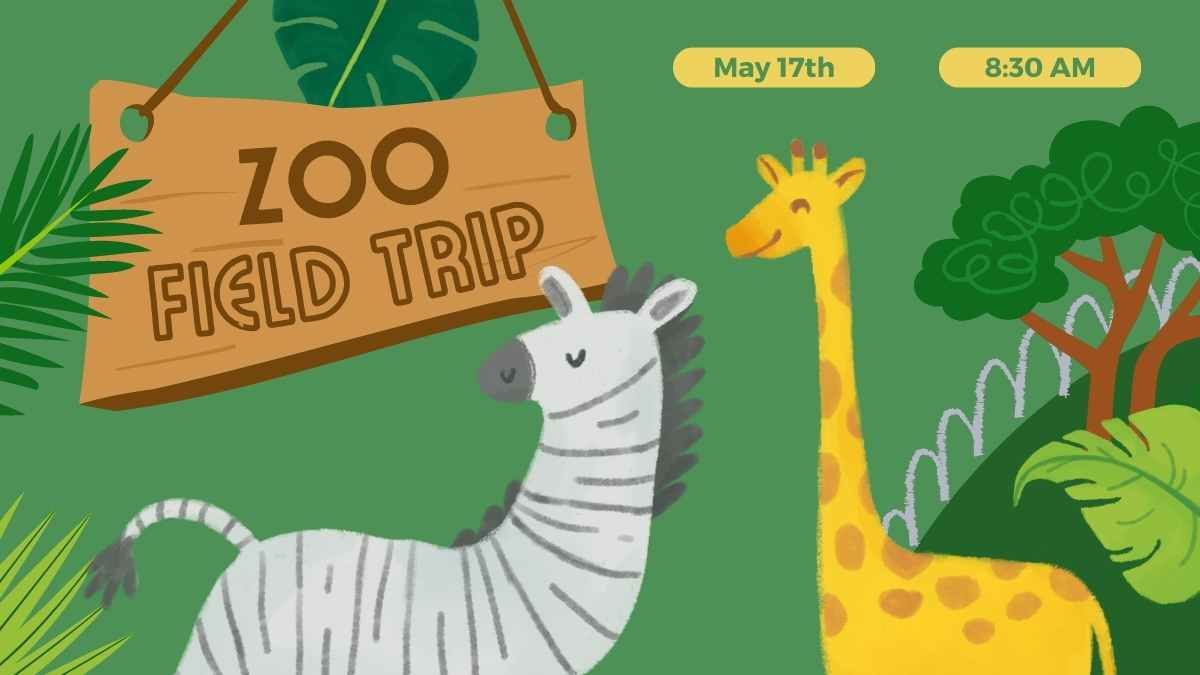 Viagem de campo ao zoológico ilustrado - slide 0