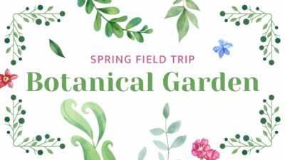 Slides Carnival Google Slides and PowerPoint Template Green and Pink Nature Watercolor Botanical Garden Spring Field Trip1
