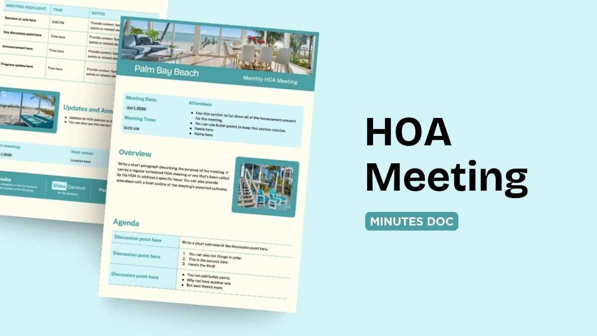 HOA Meeting Minutes Doc - slide 1
