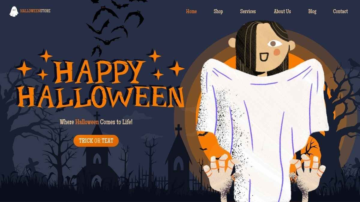 Design do site da loja on-line de Halloween - slide 0