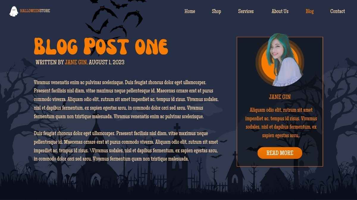 Design do site da loja on-line de Halloween - slide 12
