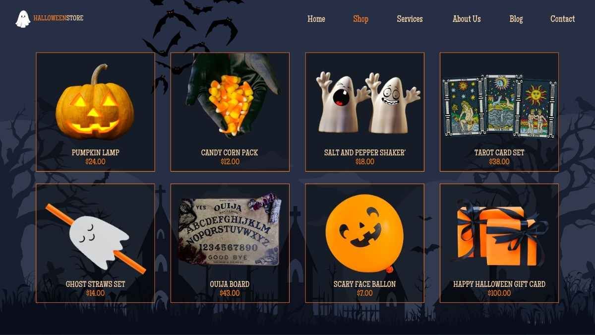 Design do site da loja on-line de Halloween - slide 3