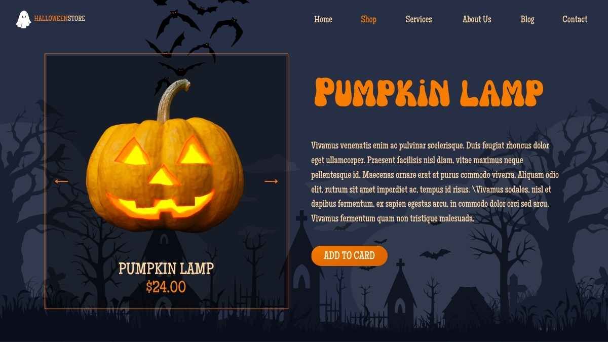 Design do site da loja on-line de Halloween - slide 4