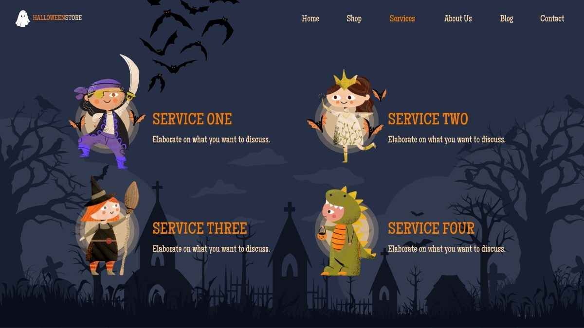 Design do site da loja on-line de Halloween - slide 5