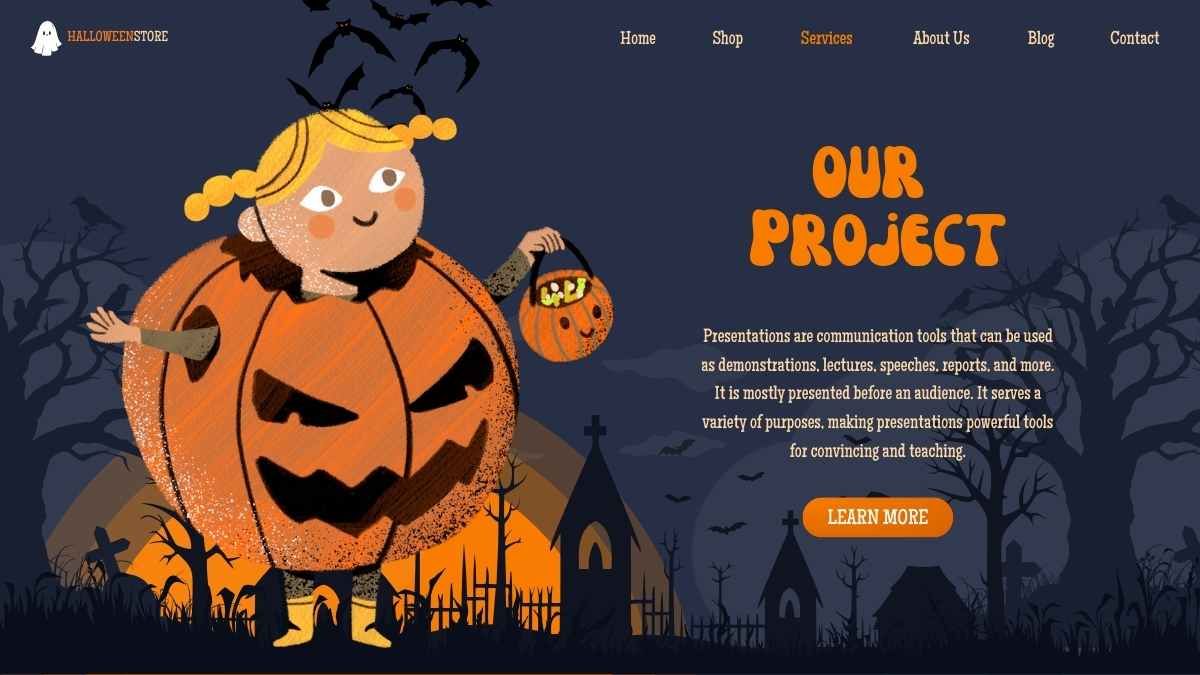 Design do site da loja on-line de Halloween - slide 6