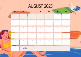 Illustrated August Calendar Planner 1