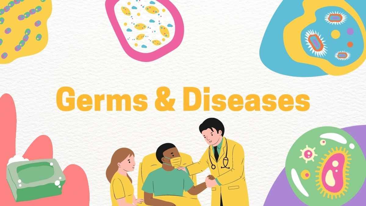 Apresentação de Biologia Ilustrada sobre Germes e Doenças - slide 0