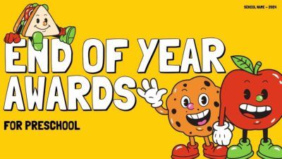 Prêmios de fim de ano da pré-escola em desenho animado ilustrado