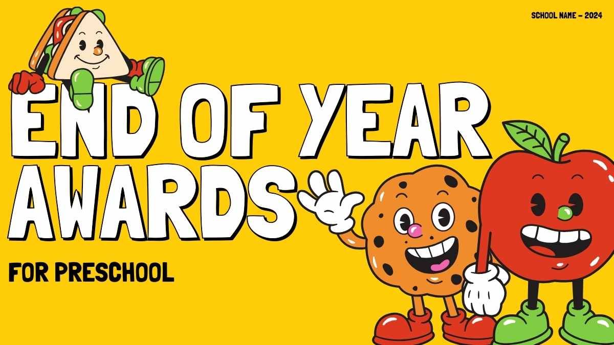 Prêmios de fim de ano da pré-escola em desenho animado ilustrado - slide 0