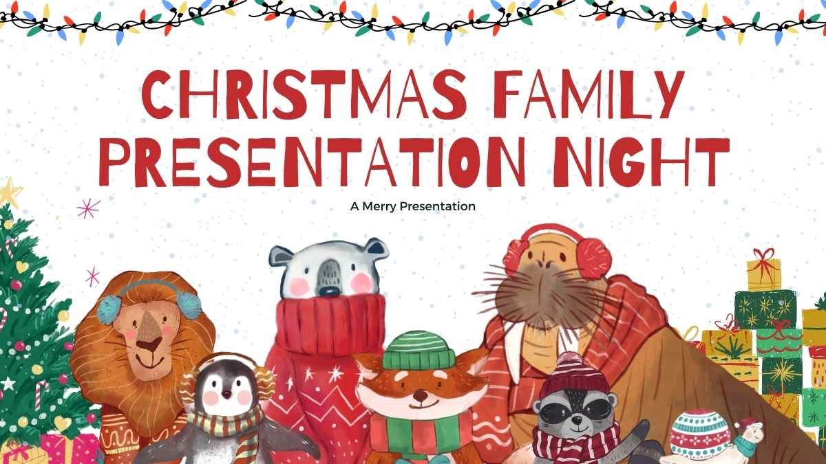 Noche familiar ilustrada de Navidad - diapositiva 0