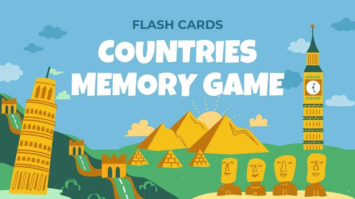 Illustrated Countries Memory Game Flash Cards - slide 0