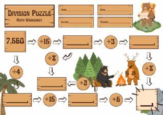 Illustrated Division Math Puzzle Worksheet