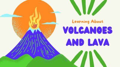 Aprendizagem ilustrada sobre vulcões e lava
