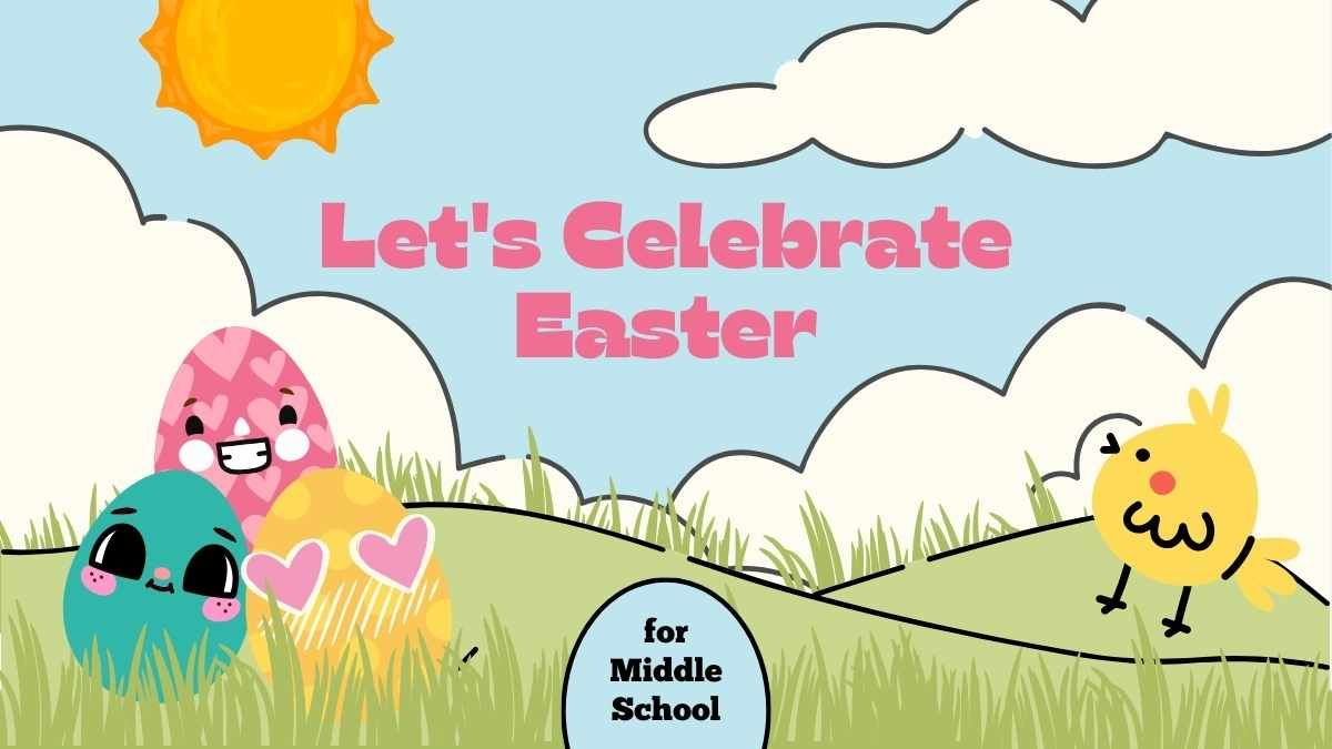 Crea una celebración alegre de Pascua con esta plantilla de presentación para la escuela intermedia - diapositiva 0