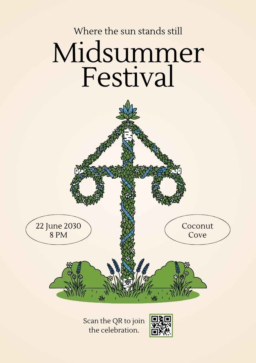 Illustrated Midsummer Festival Event Poster - slide 1