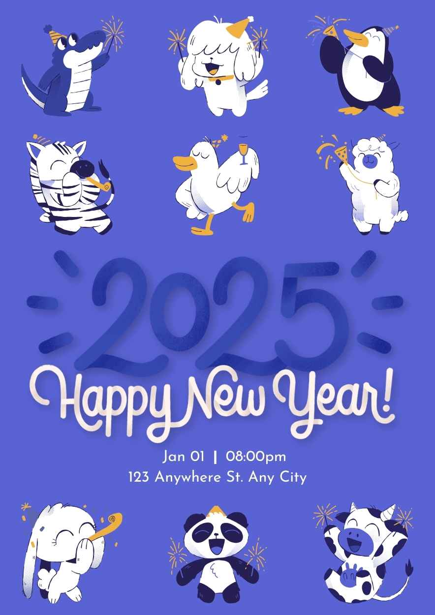 Illustrated New Year Midnight Party Flyer - slide 3