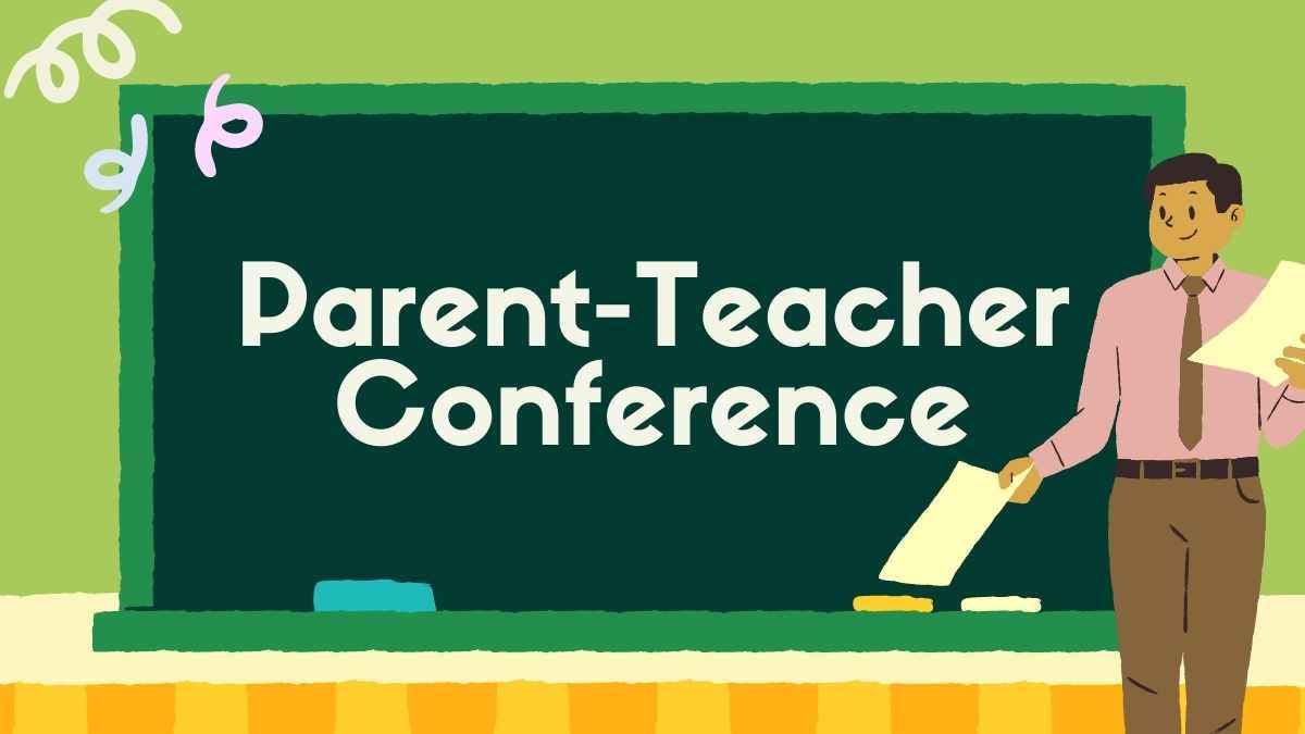 Illustrated Parent-Teacher Conference - slide 0