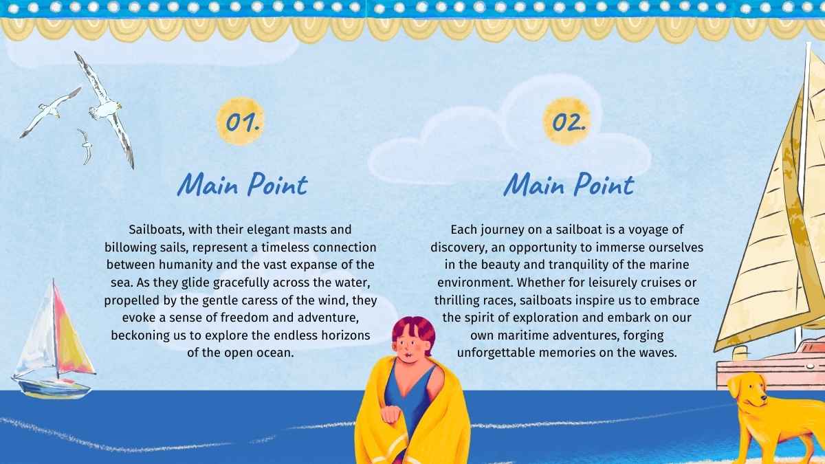 Illustrated Sailboat and Sea Slides - slide 10
