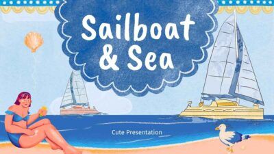 Illustrated Sailboat and Sea
