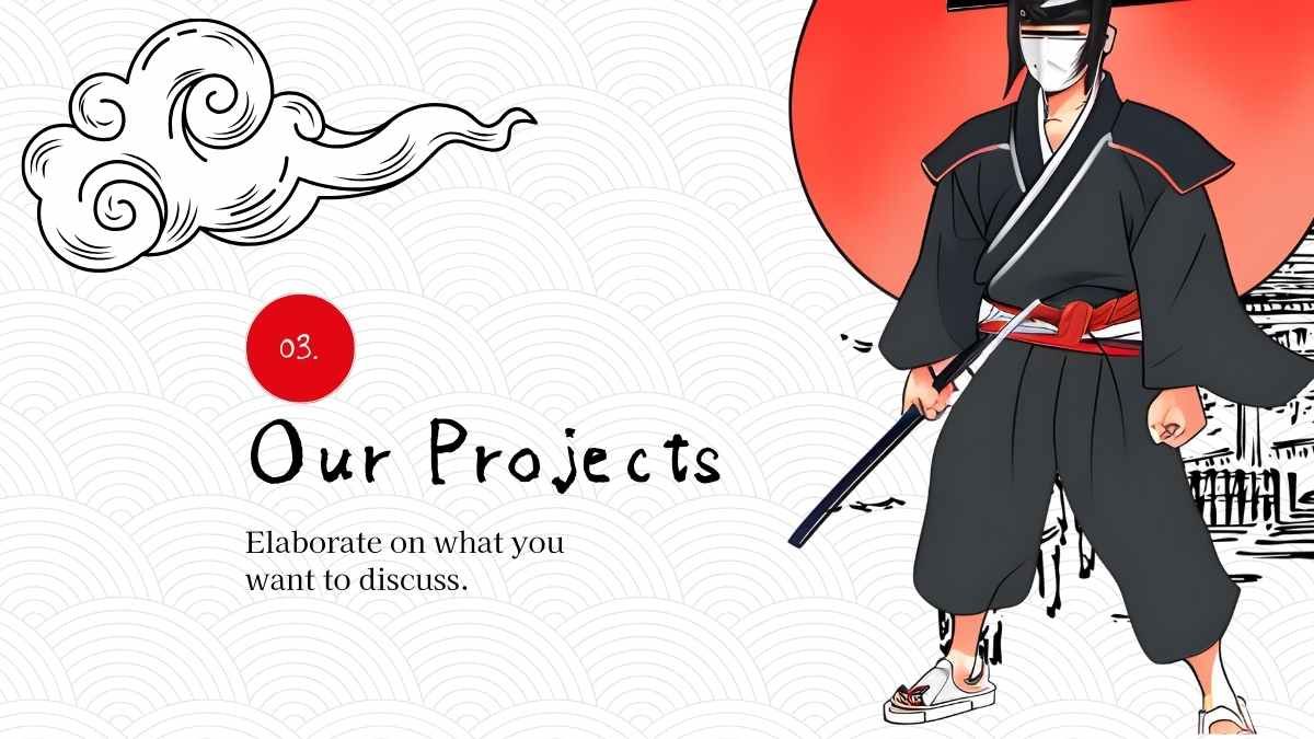 Mini presentación ilustrada de anime de samuráis - diapositiva 12