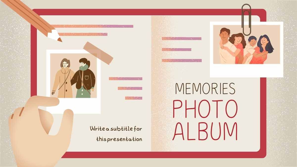 Álbum de fotos de memórias de álbum de recortes ilustrado - slide 0