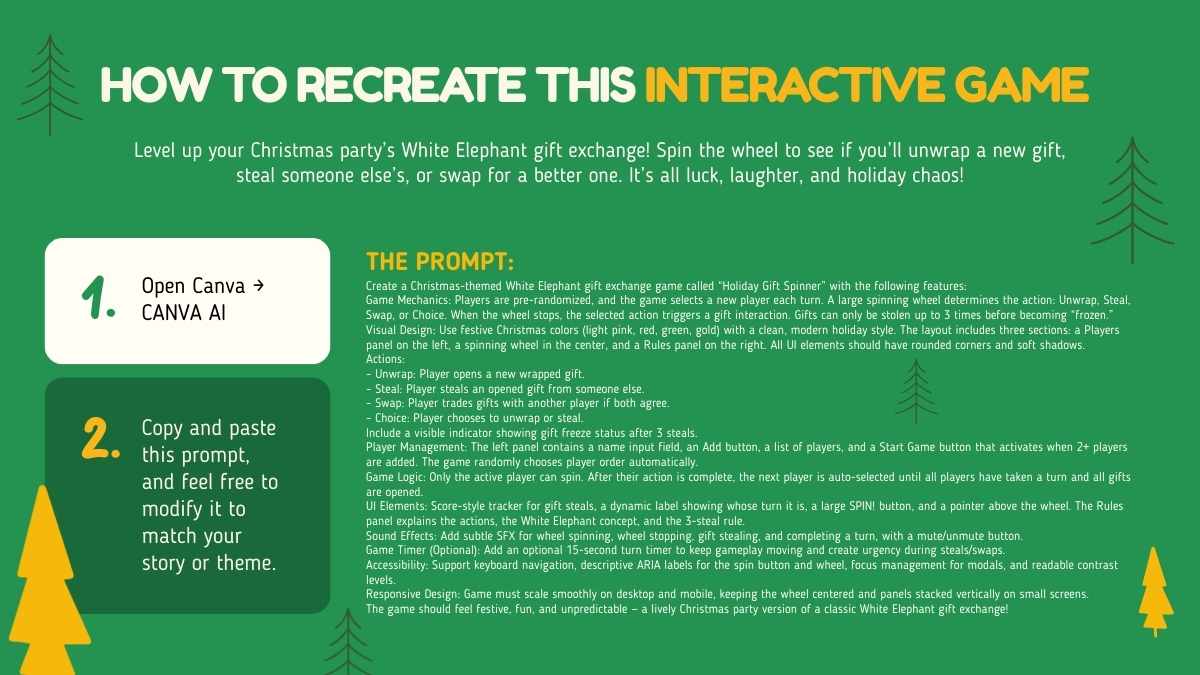 Interactive Christmas Spin-the-Wheel White Elephant Game - slide 4