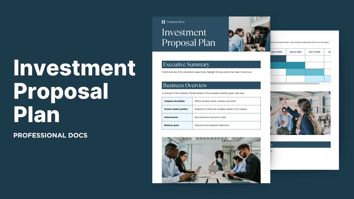 Simple Investment Proposal Plan - slide 1