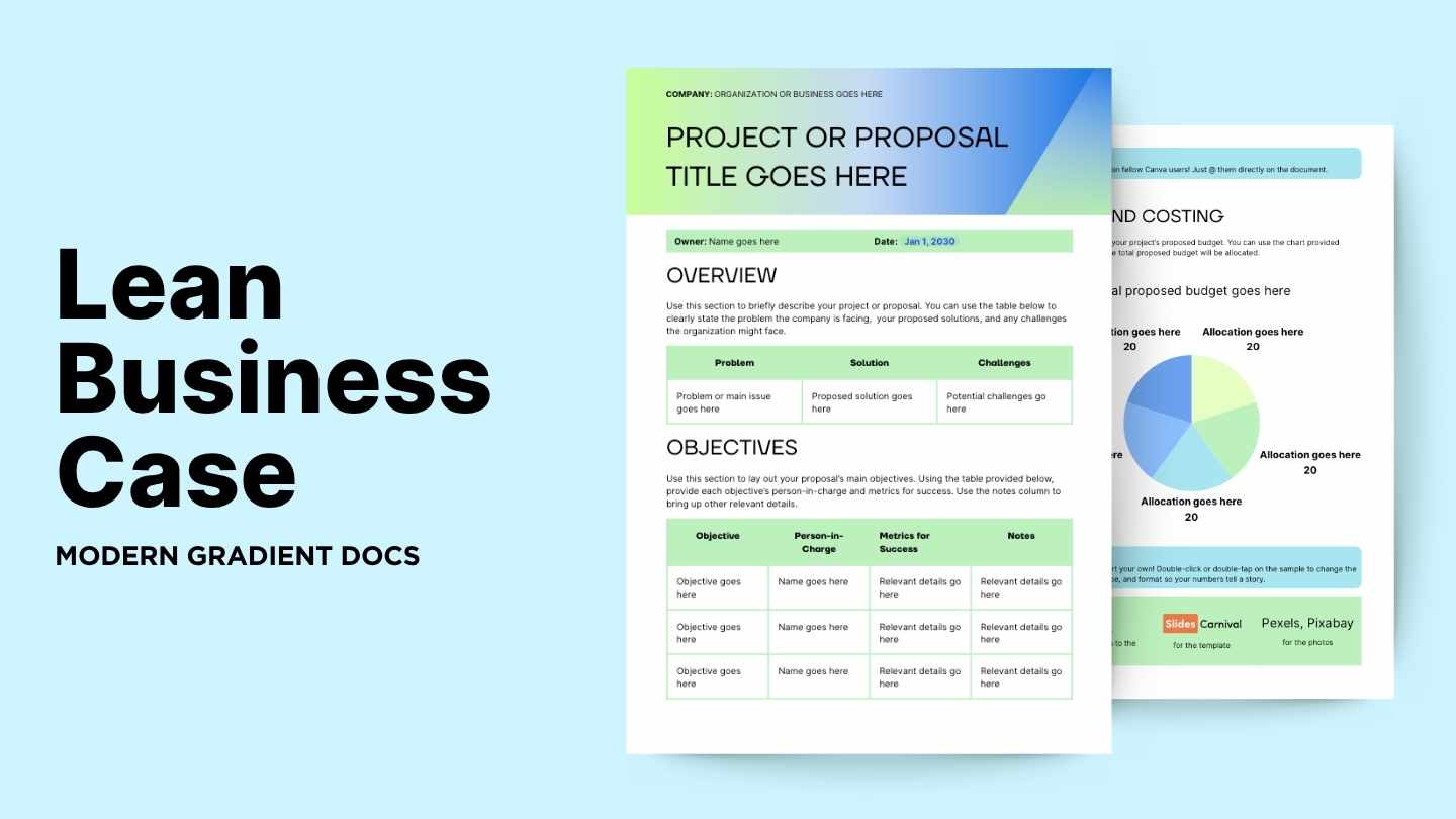 Lean Business Case - slide 1