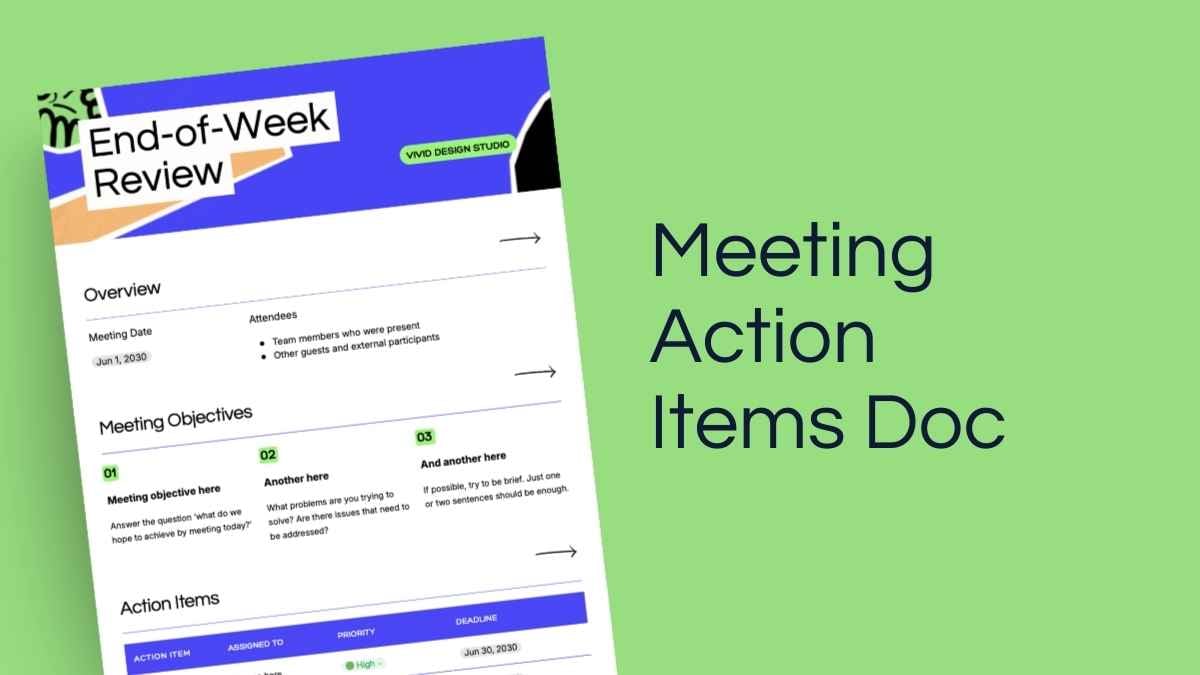 Meeting Action Items Doc - slide 1