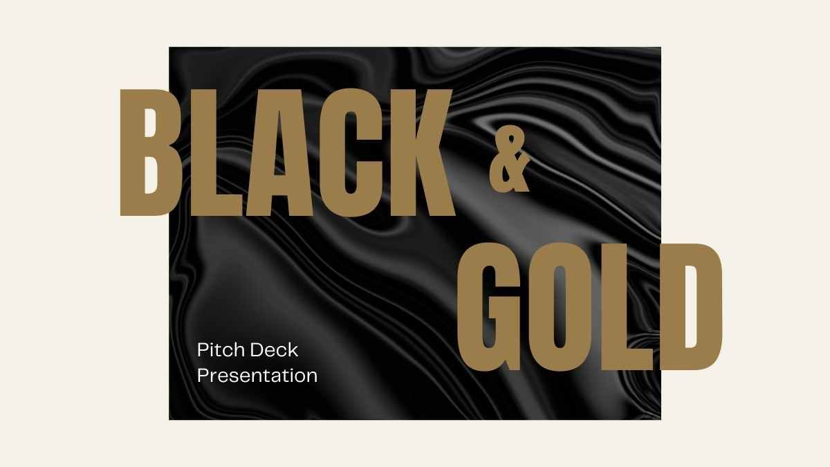 Pitch Deck mínimo en negro y dorado - diapositiva 0