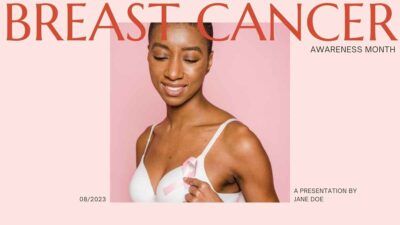 Apresentação minimalista para o mês de sensibilização sobre o câncer de mama