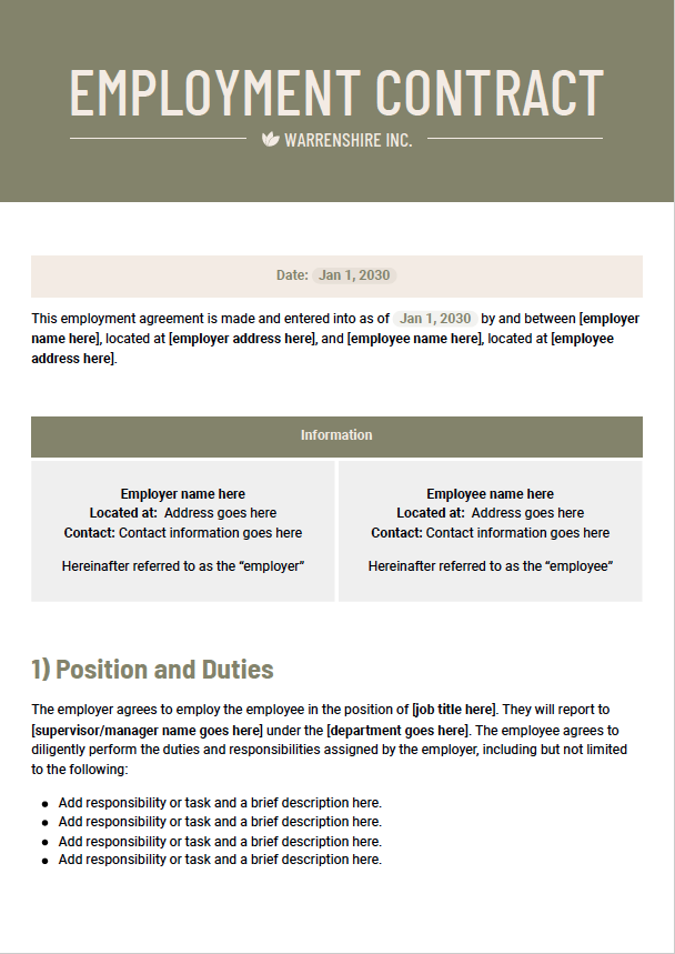 Minimal Employment Contract - slide 1