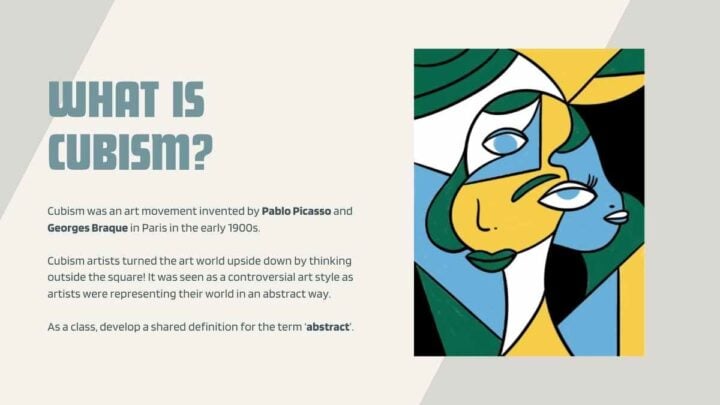 Minimal Introduction to Cubism Lesson. Free Lesson Slides Template ...