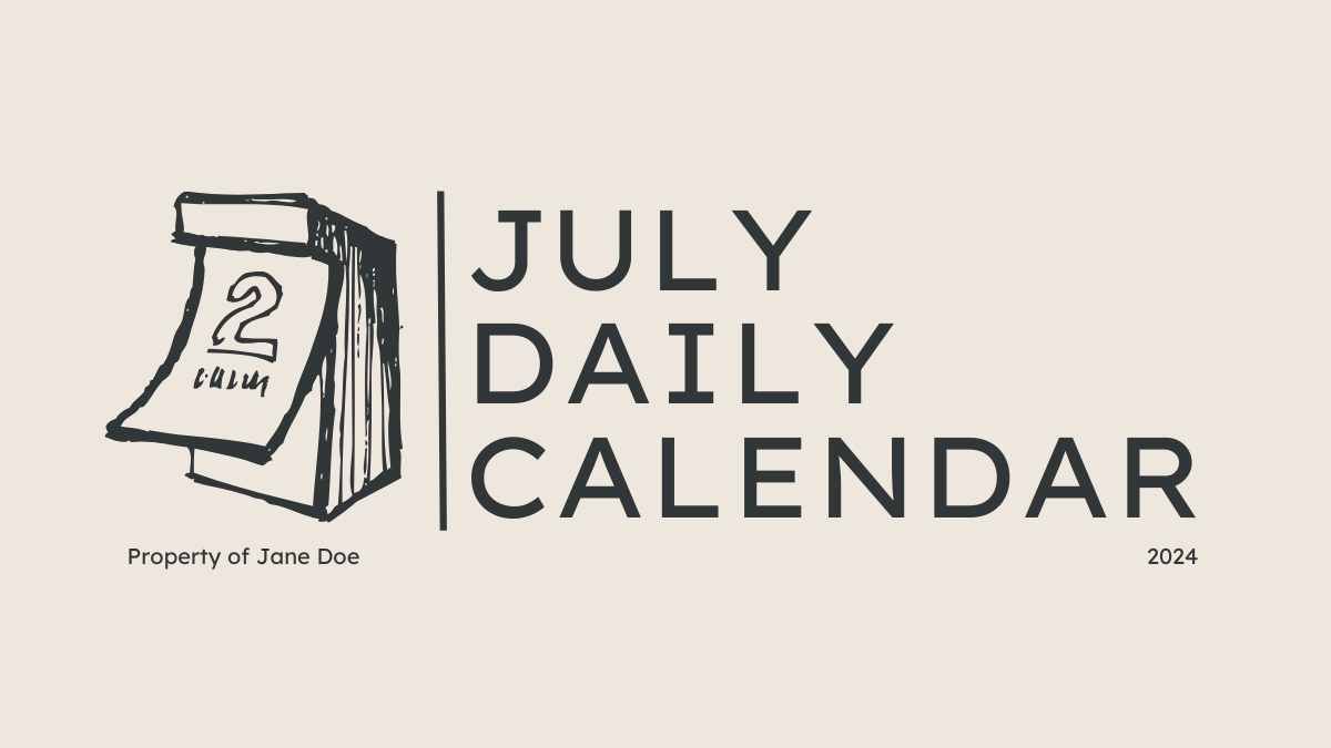 Minimal July Daily Calendar - slide 0