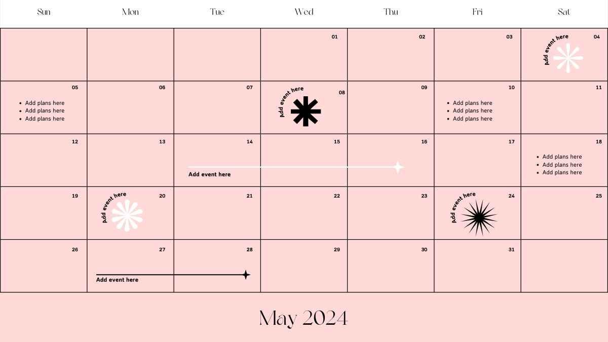 Calendario diario minimalista de mayo - diapositiva 3