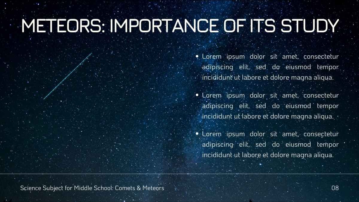 Lección de ciencias mínimas: Cometas y meteoritos - diapositiva 9