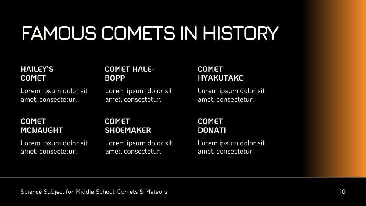Lição mínima de ciências: Cometas e meteoros - slide 11
