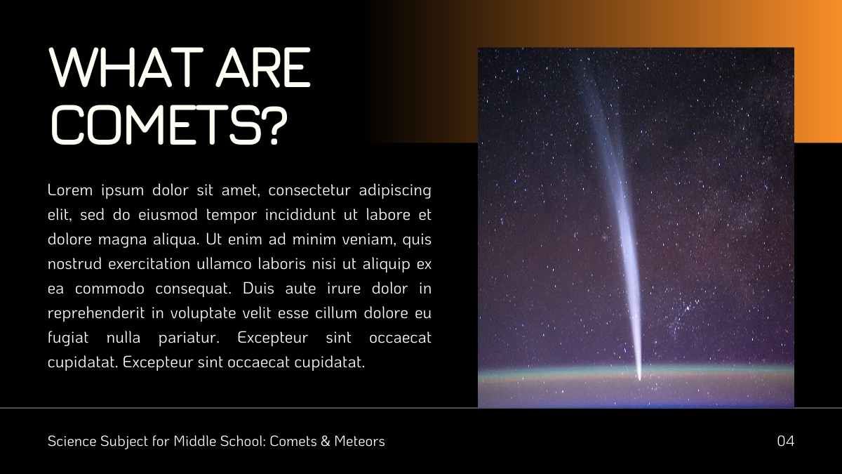 Lição mínima de ciências: Cometas e meteoros - slide 5