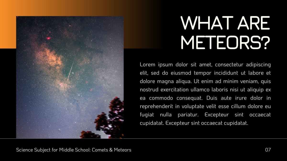 Lección de ciencias mínimas: Cometas y meteoritos - diapositiva 8
