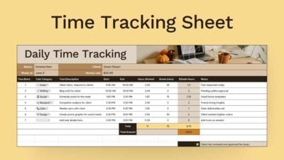 Minimal Time Tracking Sheet