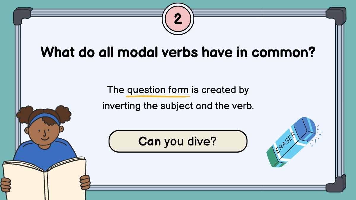 Lição sobre verbos modais e ordem dos adjetivos - slide 9