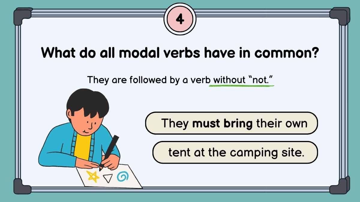 Lição sobre verbos modais e ordem dos adjetivos - slide 11