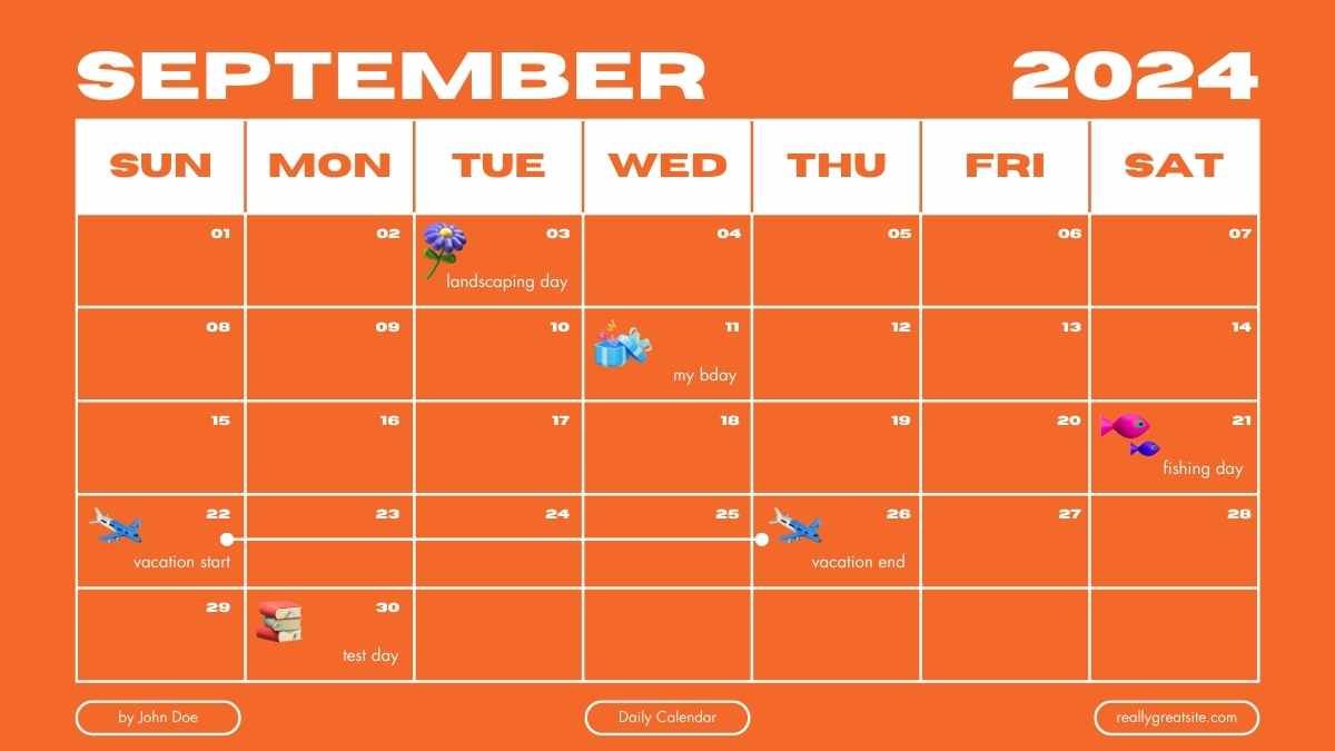 Calendario diario moderno 3D de septiembre - diapositiva 3