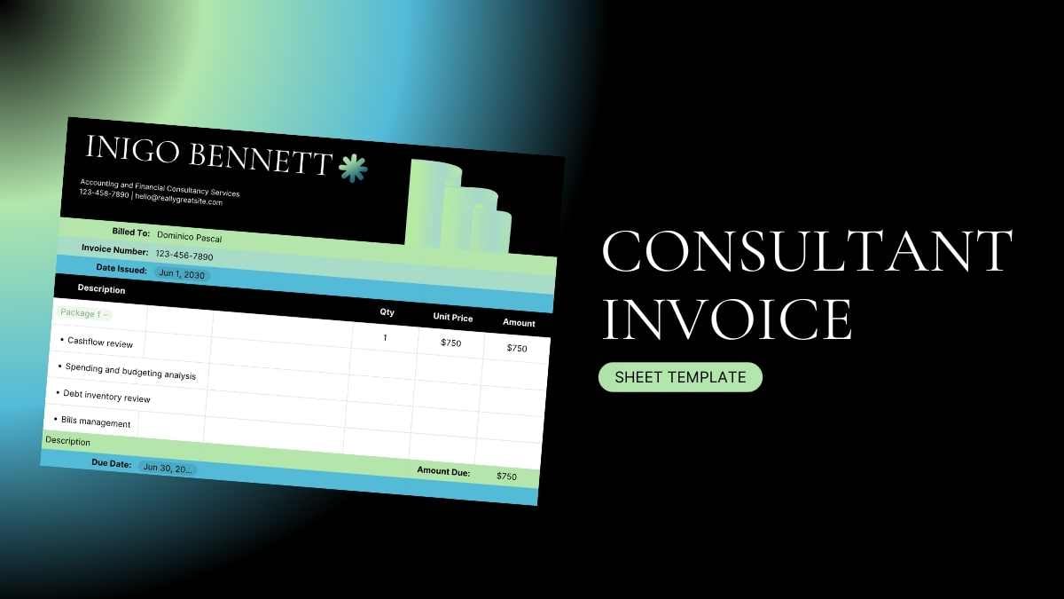 Modern Consultant Invoice Sheet - slide 1